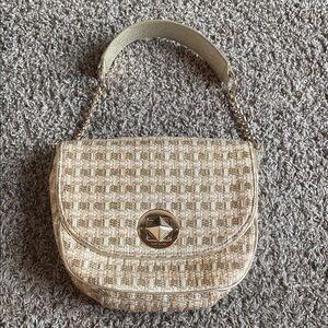 Kate Spade Elegant Cream and gold Woven Shoulder Bag